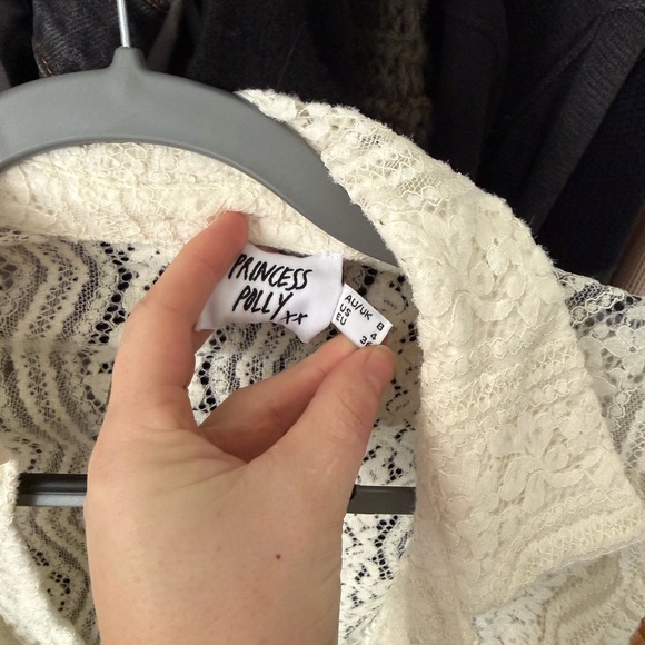 Princess Polly Cream Lace Button-Down Shirt - Picture 5 of 5